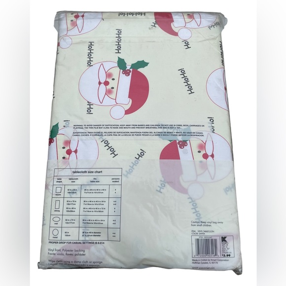 Santa Holiday Oval Vinyl Tablecloth 52” x 70” - Picture 2 of 3